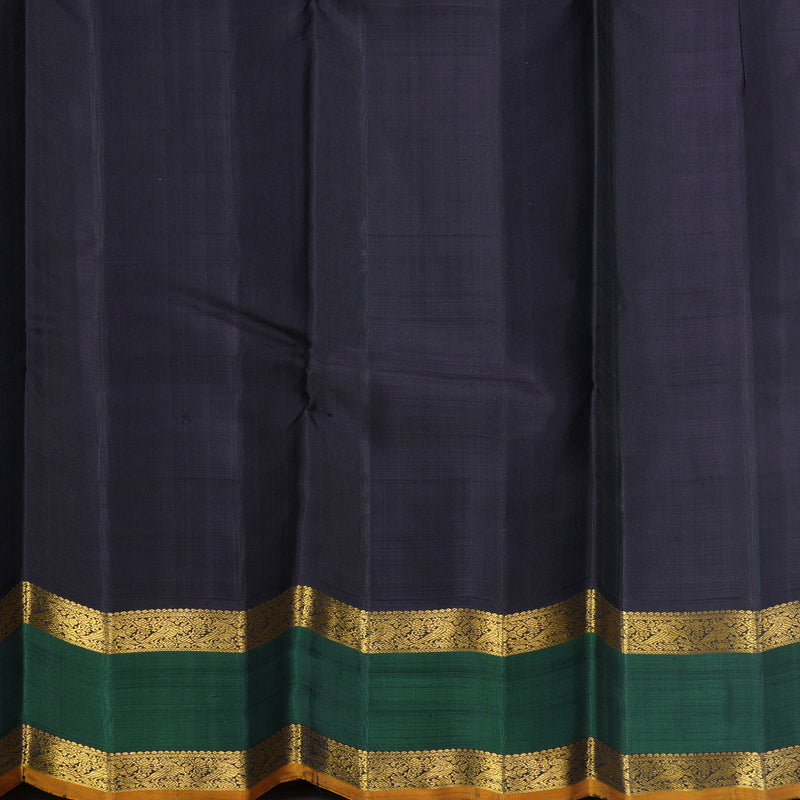 Hayagrivas Handloom Baby Pink &amp; Cream Checks Kanjivaram Silk Saree with Bottle Green Border KBF505F2-1