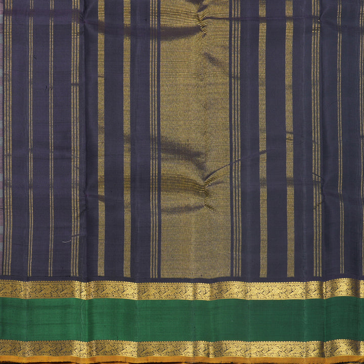 Hayagrivas Handloom Baby Pink &amp; Cream Checks Kanjivaram Silk Saree with Bottle Green Border KBF505F2-1