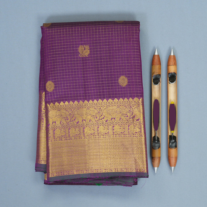 Hayagrivas Handloom Purple Kanjivaram Silk Saree KBF505F6-1