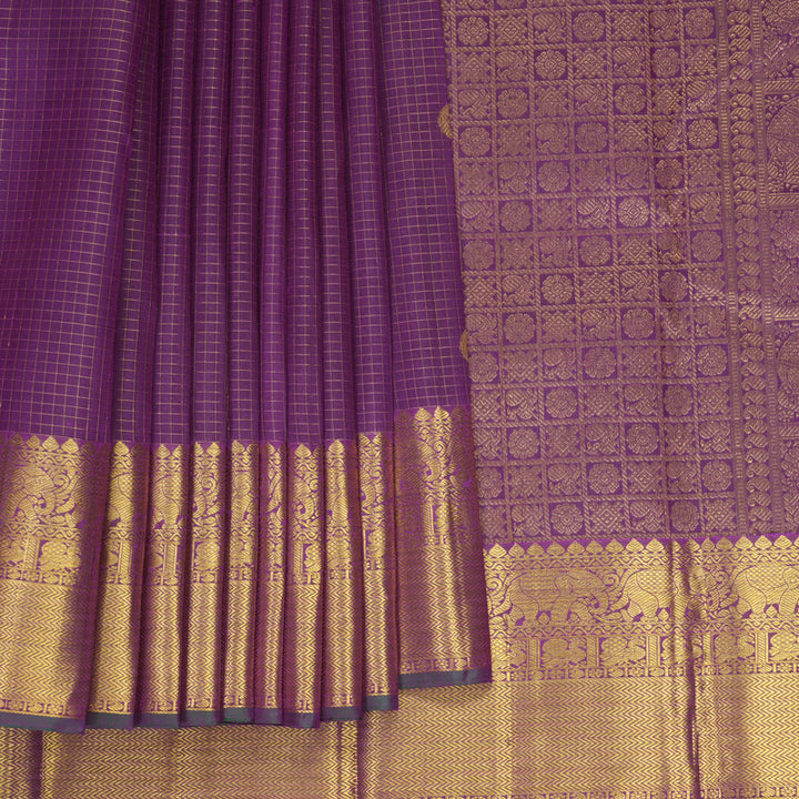 Hayagrivas Handloom Purple Kanjivaram Silk Saree KBF505F6-1