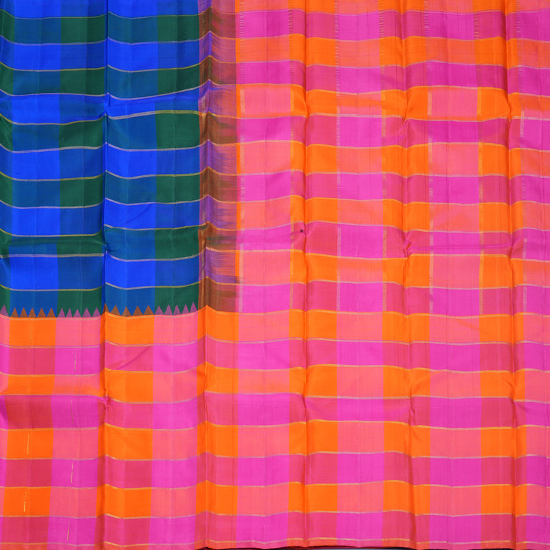 Hayagrivas Handloom Multicolour Checks Kanjivaram Silk Saree KBF505F8-1