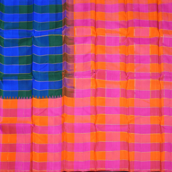 Hayagrivas Handloom Multicolour Checks Kanjivaram Silk Saree KBF505F8-1