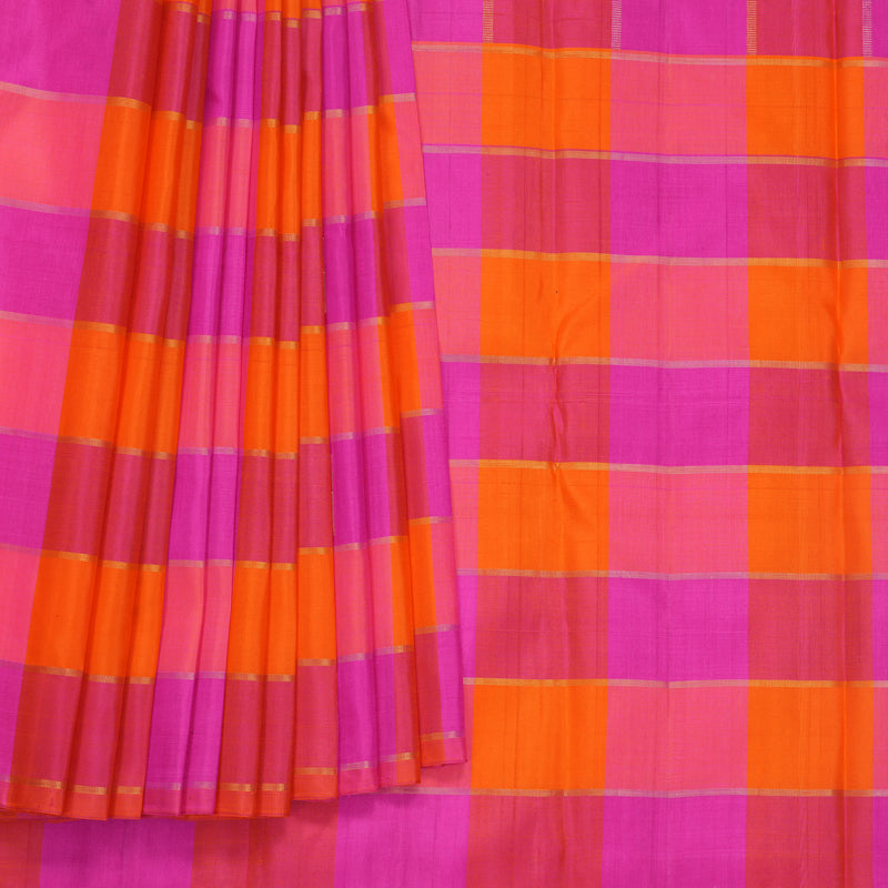 Hayagrivas Handloom Multicolour Checks Kanjivaram Silk Saree KBF505F8-1