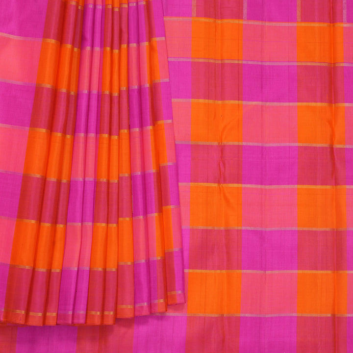 Hayagrivas Handloom Multicolour Checks Kanjivaram Silk Saree KBF505F8-1