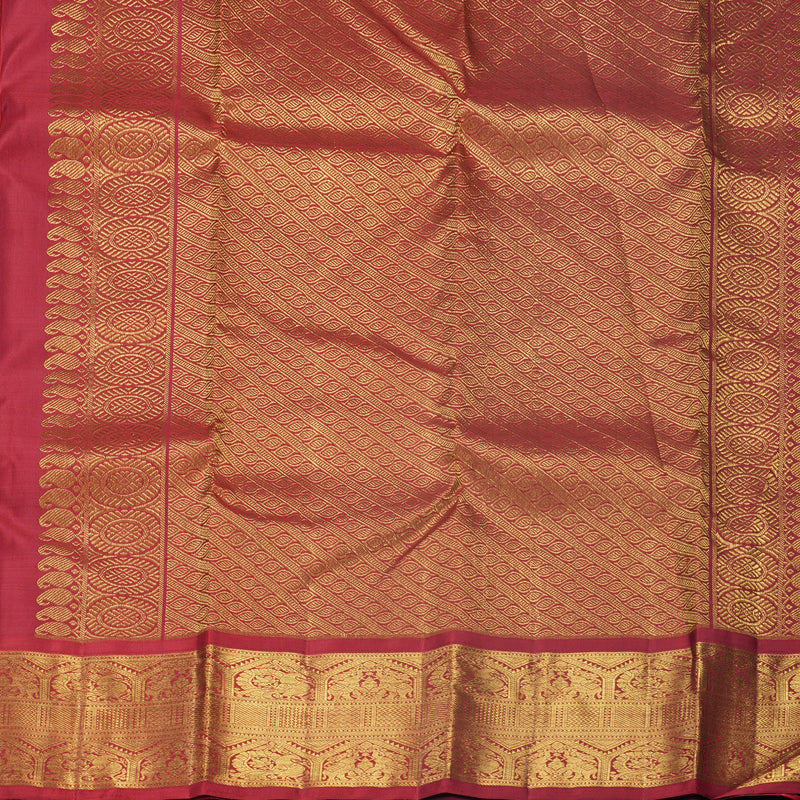 Hayagrivas Handloom Mambazham Orange Kanjivaram Silk Saree with Ganga Jamuna Border KBF508F1-1