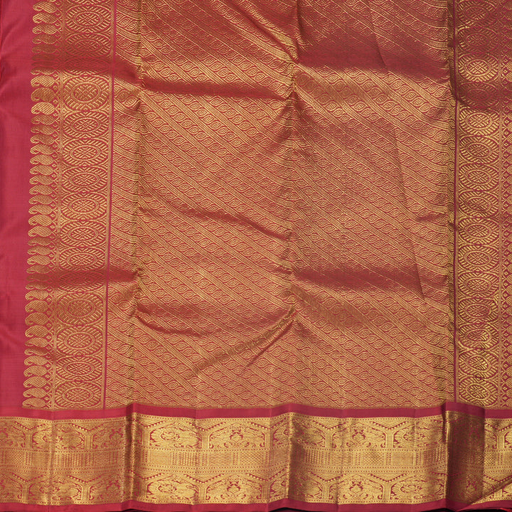 Hayagrivas Handloom Mambazham Orange Kanjivaram Silk Saree with Ganga Jamuna Border KBF508F1-1