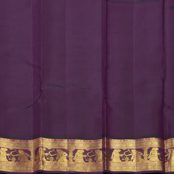 Hayagrivas Handloom Fluorescent Green Kanjivaram Silk Saree with Violet Border KBF509F5-4