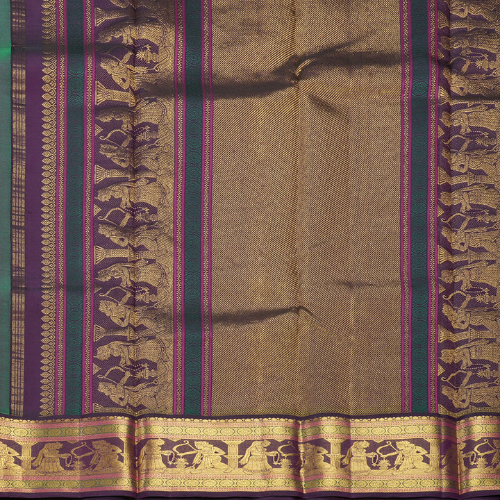 Hayagrivas Handloom Fluorescent Green Kanjivaram Silk Saree with Violet Border KBF509F5-4