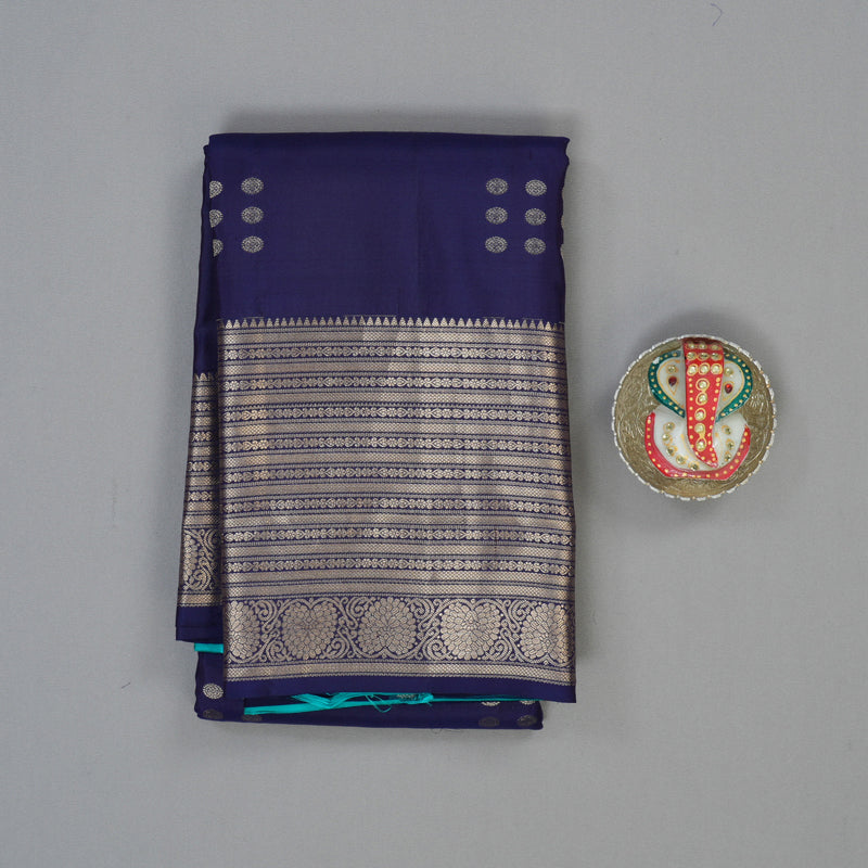 Hayagrivas Handloom Midnight Blue Kanjivaram Silk Saree KBF50D11-6