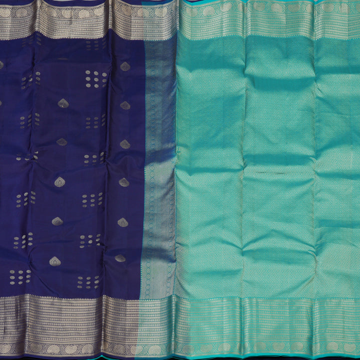 Hayagrivas Handloom Midnight Blue Kanjivaram Silk Saree KBF50D11-6