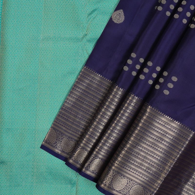 Hayagrivas Handloom Midnight Blue Kanjivaram Silk Saree KBF50D11-6