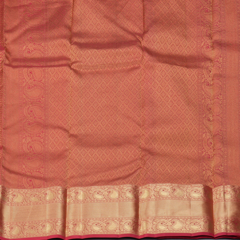 Hayagrivas Handloom Reddish-Pink Kanjivaram Silk Saree KBF50D14-3