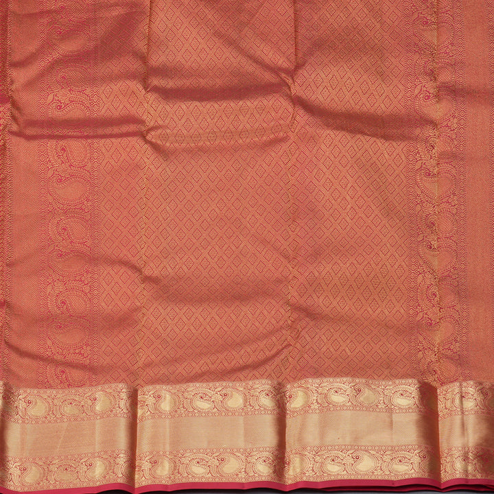 Hayagrivas Handloom Reddish-Pink Kanjivaram Silk Saree KBF50D14-3