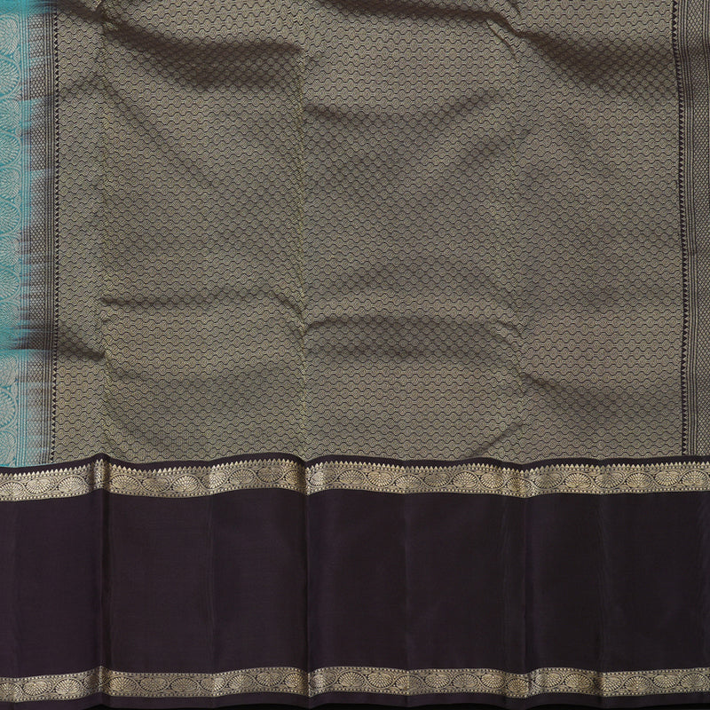 Hayagrivas Handloom Greyish-Blue Kanjivaram Silk Saree with Plum Purple Border KBF50D15-5