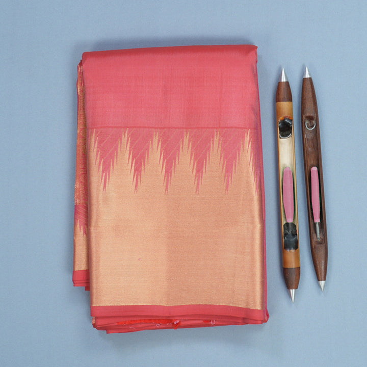 Hayagrivas Handloom Pink Kanjivaram Silk Saree KBF50D17-1
