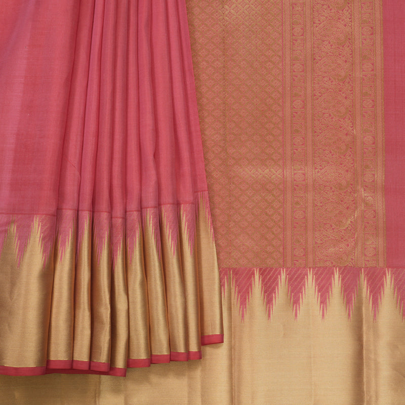 Hayagrivas Handloom Pink Kanjivaram Silk Saree KBF50D17-1