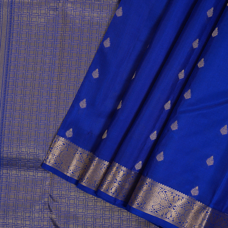 Hayagrivas Handloom MS Blue Kanjivaram Silk Saree KBF50D19-8