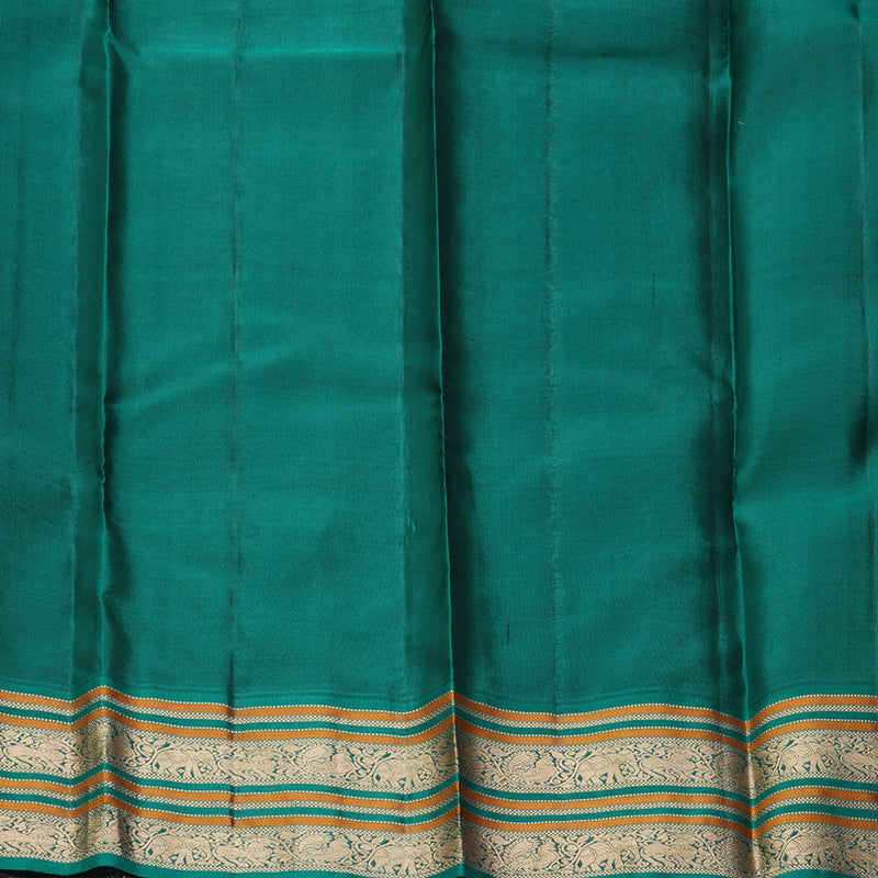 Hayagrivas Handloom Bright Peach Pink Kanjivaram Silk Saree with Green Border KBF50D20-1