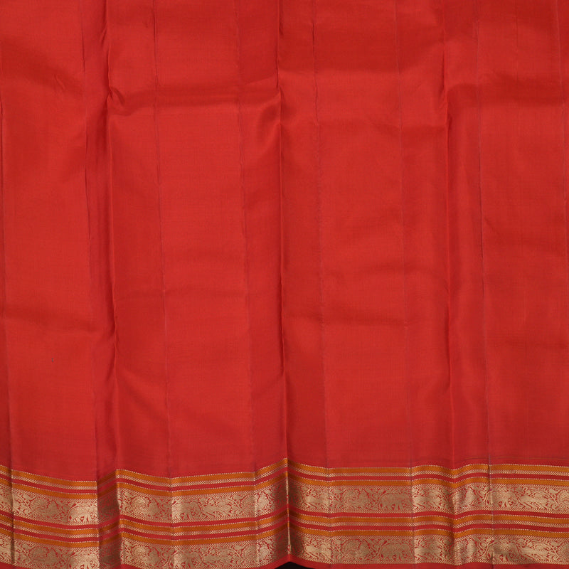Hayagrivas Handloom Turmeric Yellow Kanjivaram Silk Saree with Red Border KBF50D20-3