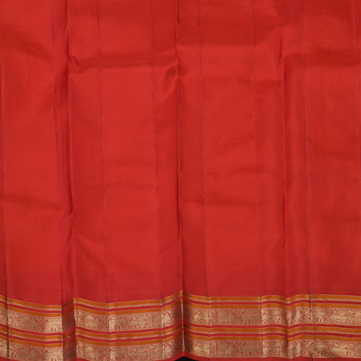 Hayagrivas Handloom Turmeric Yellow Kanjivaram Silk Saree with Red Border KBF50D20-3