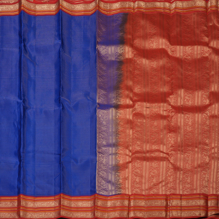 Hayagrivas Handloom Royal Blue Kanjivaram Silk Saree with Red Border KBF50D20-6