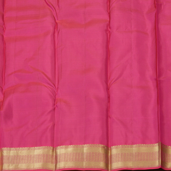 Hayagrivas Handloom Parrot Green Kanjivaram Silk Saree with Pink Border KBF50D22-4