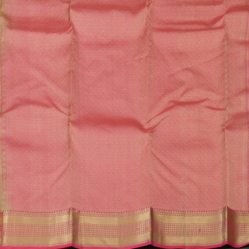Hayagrivas Handloom Parrot Green Kanjivaram Silk Saree with Pink Border KBF50D22-4