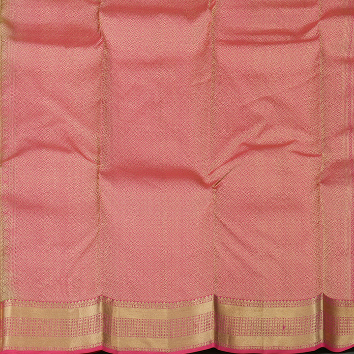 Hayagrivas Handloom Parrot Green Kanjivaram Silk Saree with Pink Border KBF50D22-4