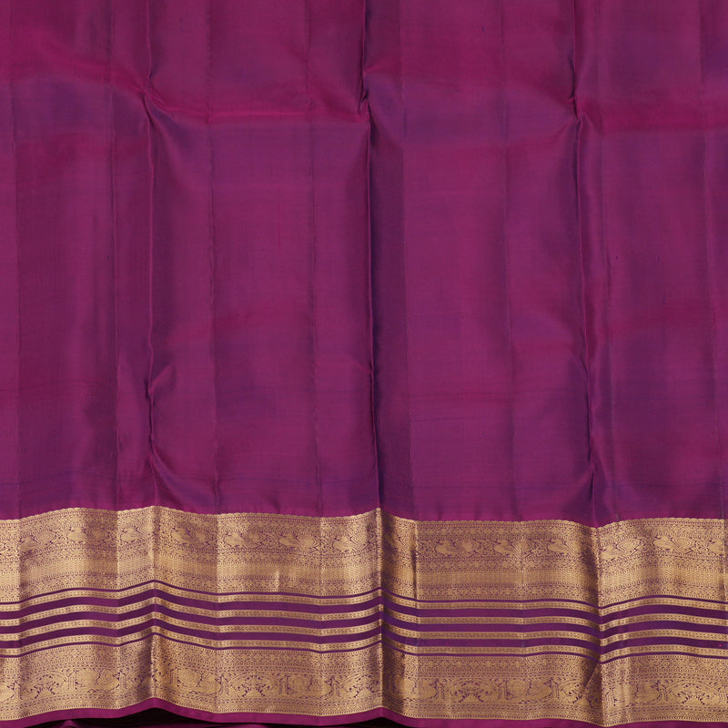 Hayagrivas Handloom Peacock Green Kanjivaram Silk Saree with Vadamalli Purple Border KBF50D23-4