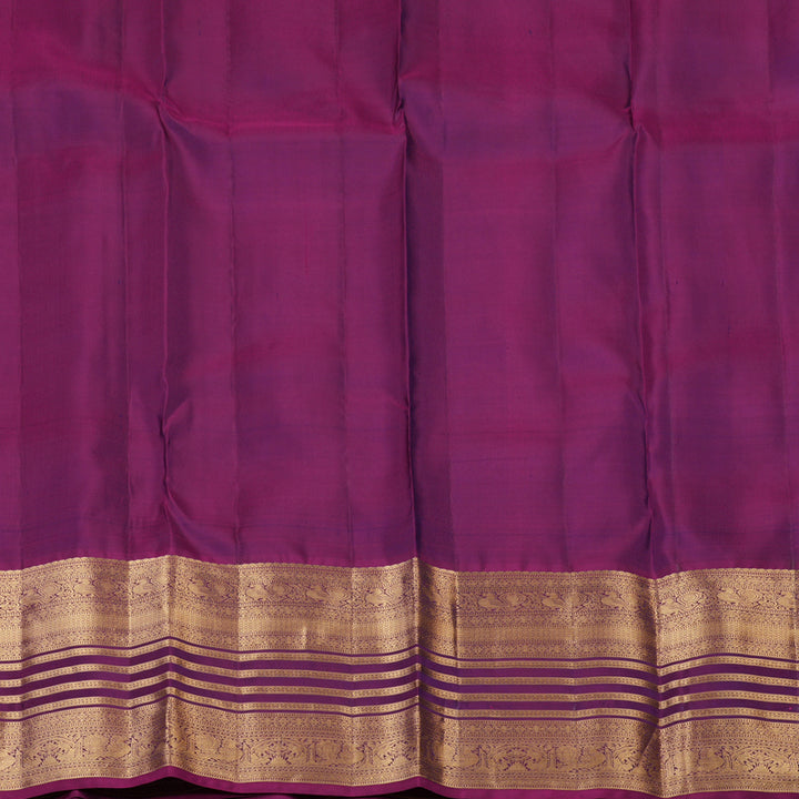Hayagrivas Handloom Peacock Green Kanjivaram Silk Saree with Vadamalli Purple Border KBF50D23-4