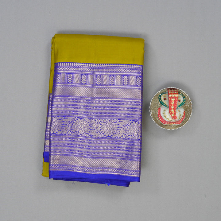 Hayagrivas Handloom Light Green Kanjivaram Silk Saree with MS Blue Border KBF50D24-3