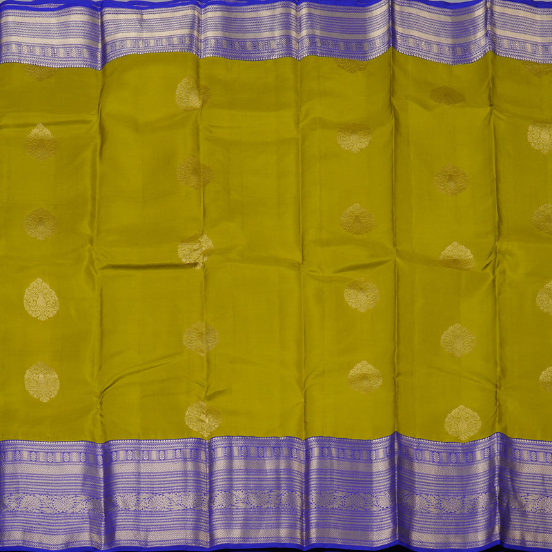 Hayagrivas Handloom Light Green Kanjivaram Silk Saree with MS Blue Border KBF50D24-3