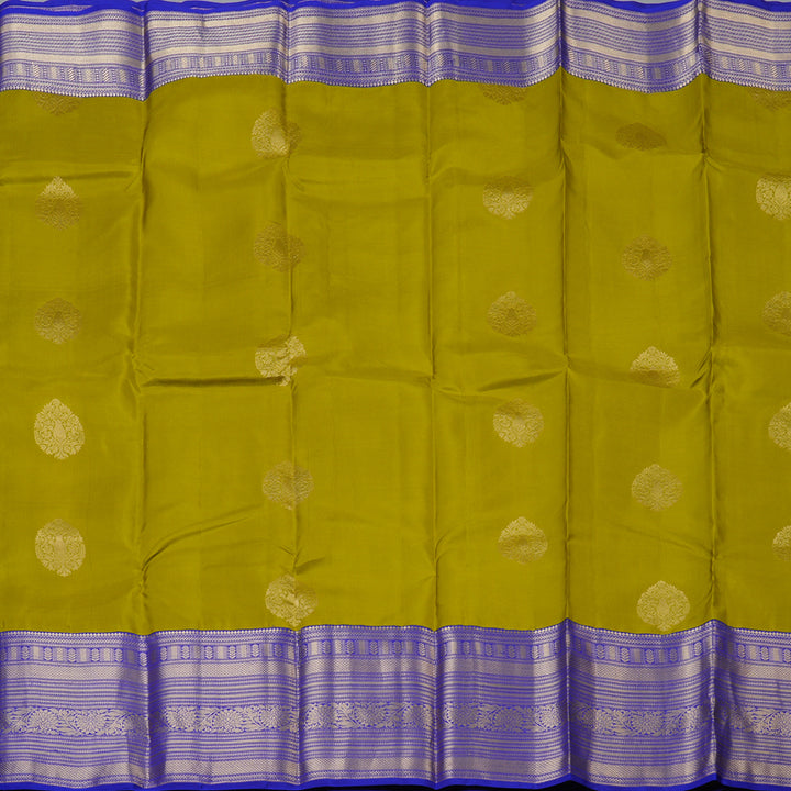 Hayagrivas Handloom Light Green Kanjivaram Silk Saree with MS Blue Border KBF50D24-3