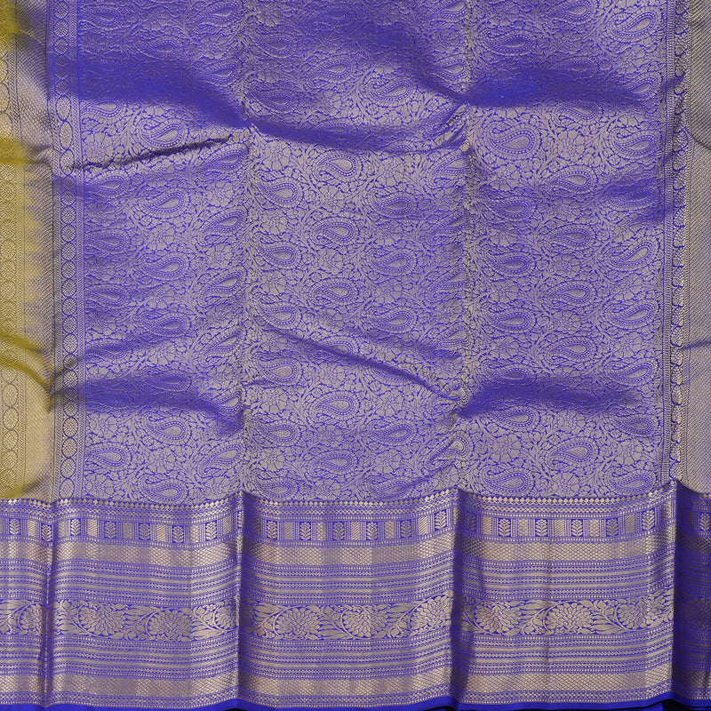 Hayagrivas Handloom Light Green Kanjivaram Silk Saree with MS Blue Border KBF50D24-3