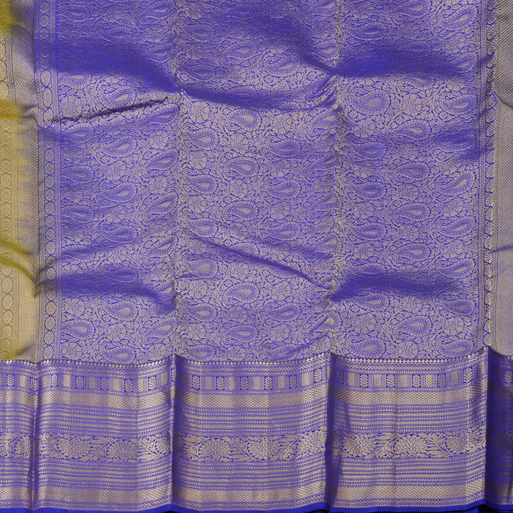 Hayagrivas Handloom Light Green Kanjivaram Silk Saree with MS Blue Border KBF50D24-3