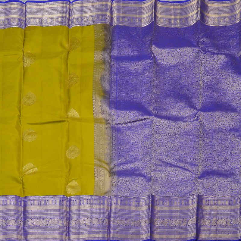Hayagrivas Handloom Light Green Kanjivaram Silk Saree with MS Blue Border KBF50D24-3