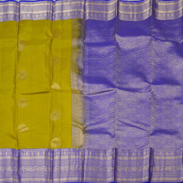 Hayagrivas Handloom Light Green Kanjivaram Silk Saree with MS Blue Border KBF50D24-3