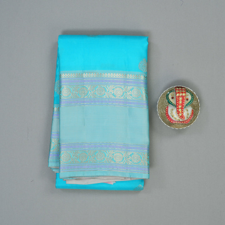 Hayagrivas Handloom Sky Blue Kanjivaram Silk Saree KBF50D25-3