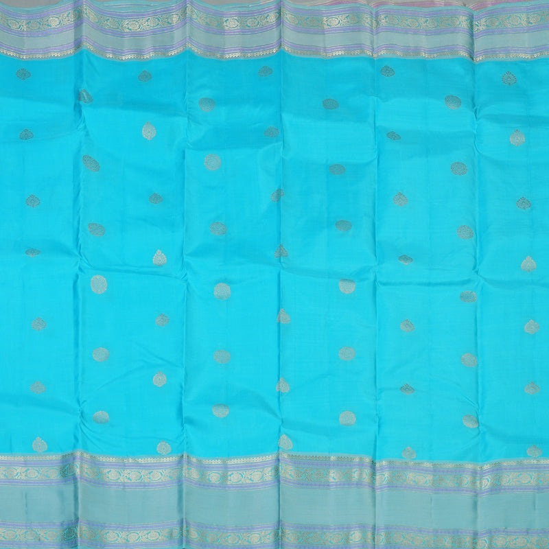 Hayagrivas Handloom Sky Blue Kanjivaram Silk Saree KBF50D25-3