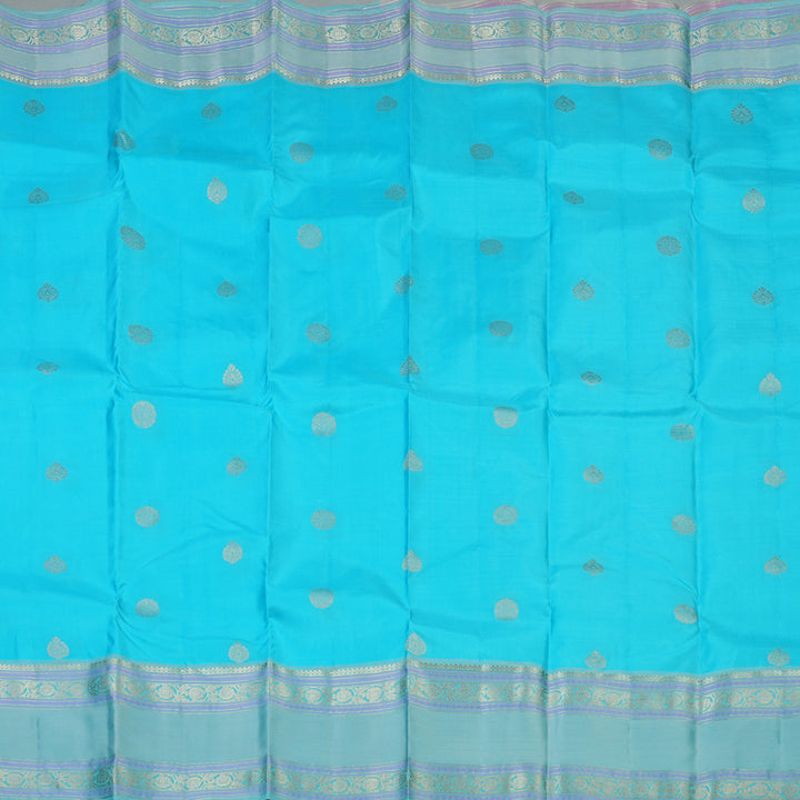 Hayagrivas Handloom Sky Blue Kanjivaram Silk Saree KBF50D25-3