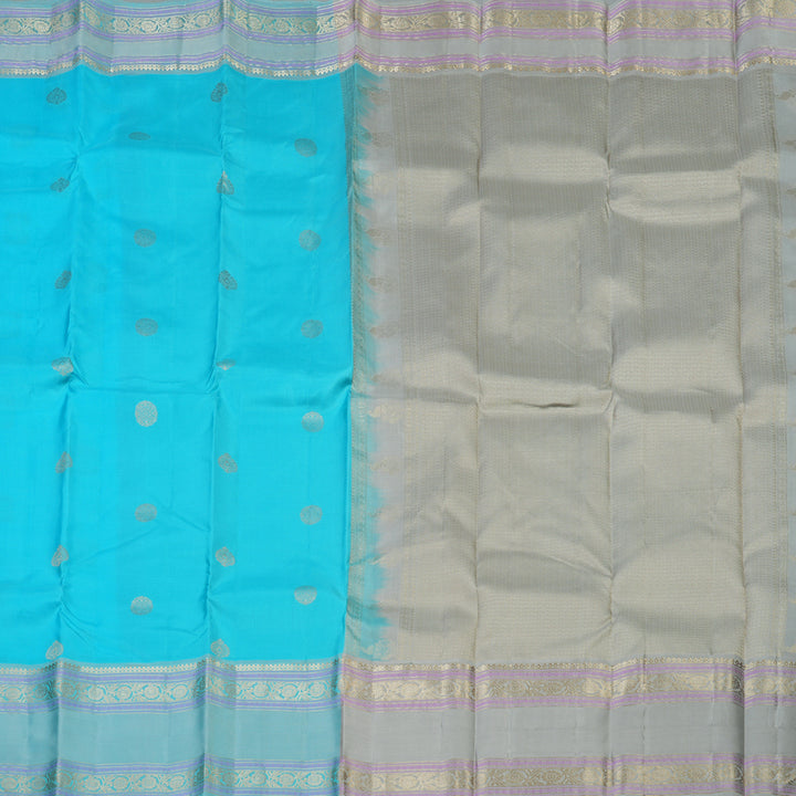 Hayagrivas Handloom Sky Blue Kanjivaram Silk Saree KBF50D25-3