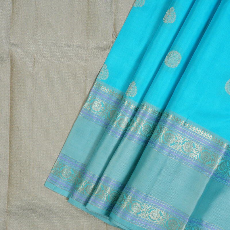 Hayagrivas Handloom Sky Blue Kanjivaram Silk Saree KBF50D25-3