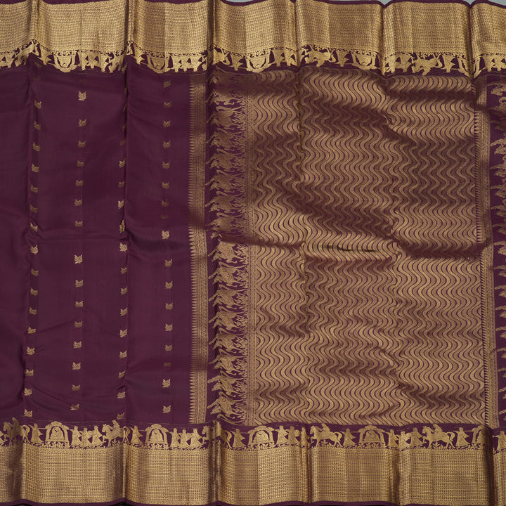 Hayagrivas Handloom Burgundy Kanjivaram Silk Saree KBF50D27-10