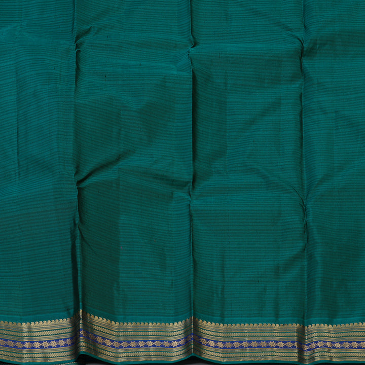 Hayagrivas Handloom Olive Green Kanjivaram Silk Saree with Teal Green Border KBF50D3-1