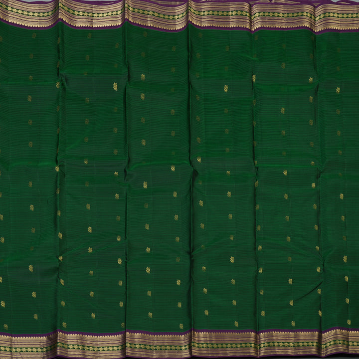 Hayagrivas Handloom Bottle Green Kanjivaram Silk Saree with Violet Border KBF50D3-8