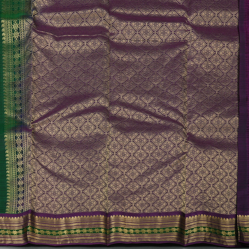 Hayagrivas Handloom Bottle Green Kanjivaram Silk Saree with Violet Border KBF50D3-8