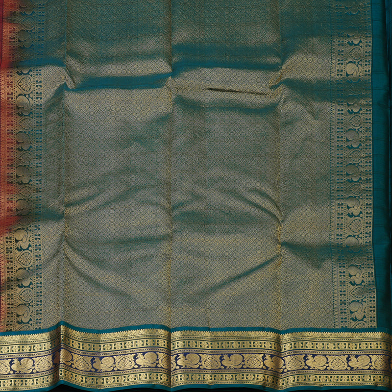 Hayagrivas Handloom Wine Maroon Kanjivaram Silk Saree with Ramar Green Border KBF50D5-4