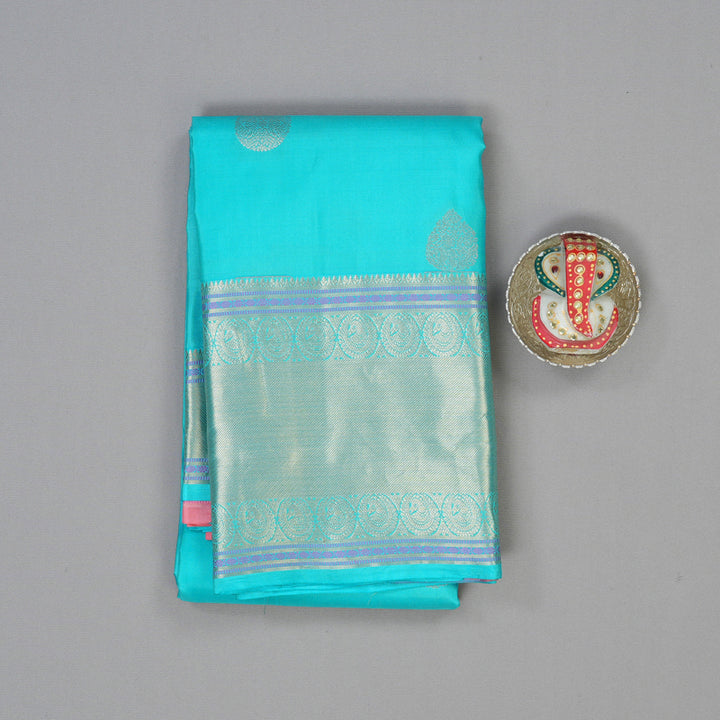 Hayagrivas Handloom Sky Blue Kanjivaram Silk Saree KBF50D8-2