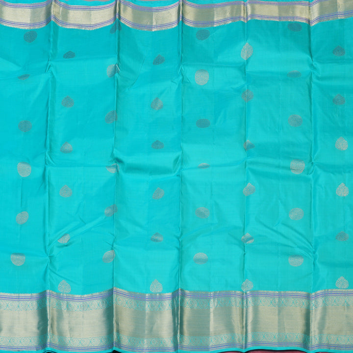 Hayagrivas Handloom Sky Blue Kanjivaram Silk Saree KBF50D8-2