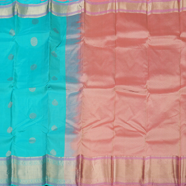 Hayagrivas Handloom Sky Blue Kanjivaram Silk Saree KBF50D8-2